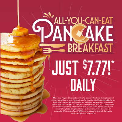 All you can eat pancake breakfast promotion poster offering daily special in Yreka, CA